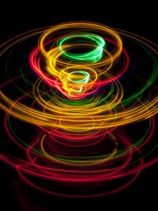 Preview wallpaper light, circles, long exposure, colorful, glow
