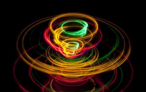 Preview wallpaper light, circles, long exposure, colorful, glow