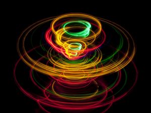 Preview wallpaper light, circles, long exposure, colorful, glow