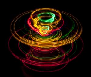 Preview wallpaper light, circles, long exposure, colorful, glow