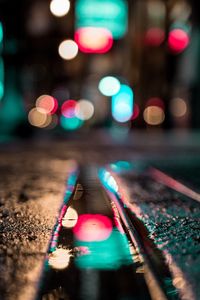 Preview wallpaper light, glare, bokeh, lights, reflection, wet