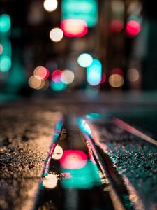 Preview wallpaper light, glare, bokeh, lights, reflection, wet