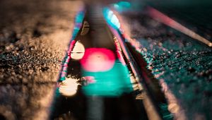 Preview wallpaper light, glare, bokeh, lights, reflection, wet