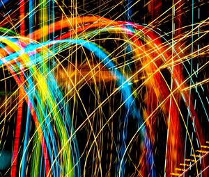 Preview wallpaper light, lines, colorful, abstraction, long exposure