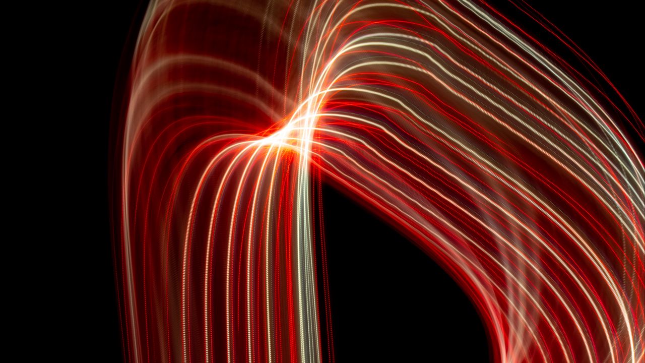 Wallpaper light, lines, curves, abstraction, red