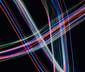 Preview wallpaper light, lines, freezelight, long exposure, dark