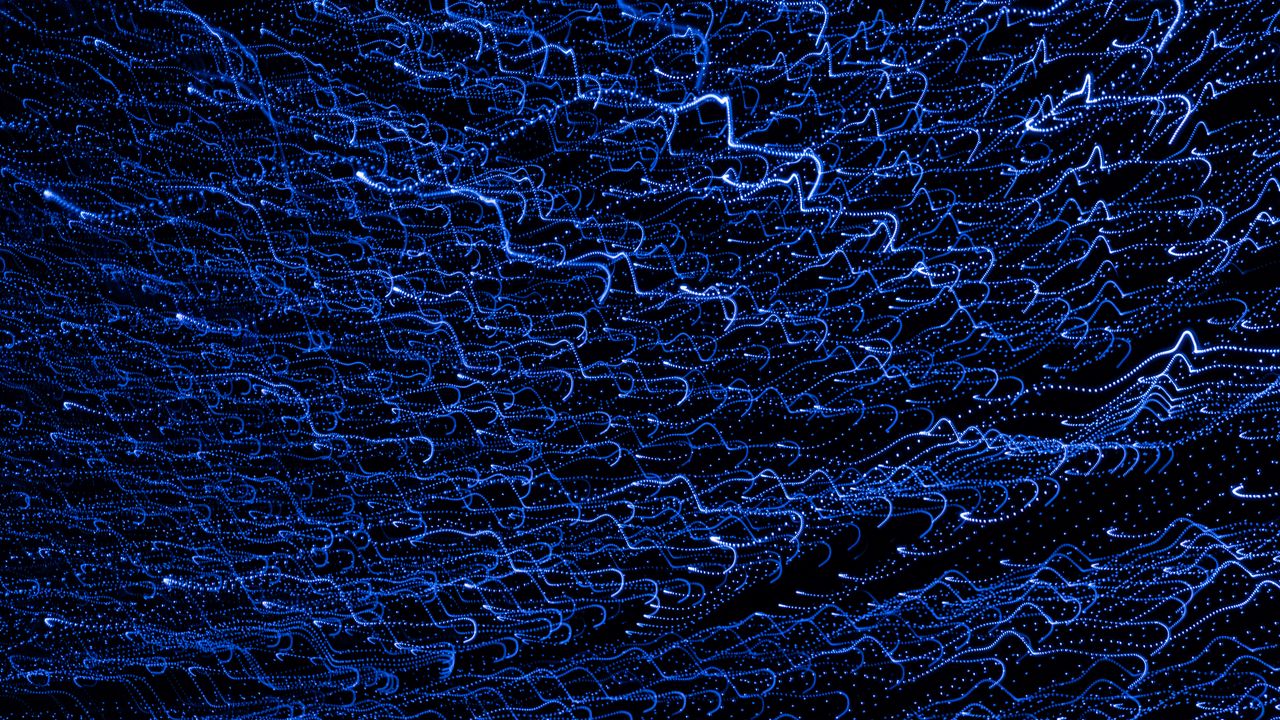 Wallpaper light, lines, freezelight, long exposure, abstraction, blue, dark