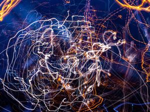 Preview wallpaper light, lines, long exposure, abstraction, tangled