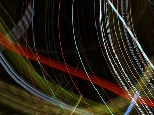 Preview wallpaper light, lines, long exposure, freezelight, colorful, abstraction