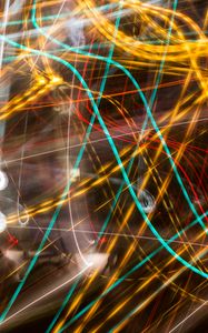 Preview wallpaper light, lines, long exposure, freezelight, yellow, blue, abstraction