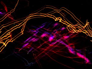 Preview wallpaper light, lines, neon, long exposure, abstraction