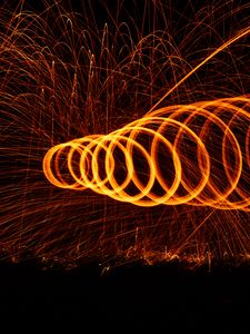 Preview wallpaper light, lines, sparks, freezelight, long exposure, dark