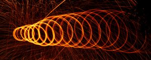 Preview wallpaper light, lines, sparks, freezelight, long exposure, dark