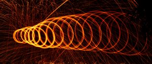 Preview wallpaper light, lines, sparks, freezelight, long exposure, dark