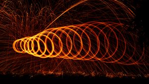 Preview wallpaper light, lines, sparks, freezelight, long exposure, dark
