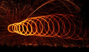 Preview wallpaper light, lines, sparks, freezelight, long exposure, dark