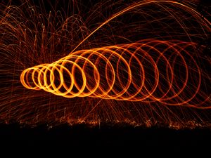 Preview wallpaper light, lines, sparks, freezelight, long exposure, dark