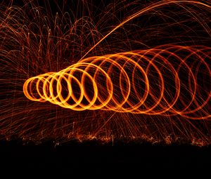Preview wallpaper light, lines, sparks, freezelight, long exposure, dark