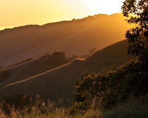 Preview wallpaper light, mountains, emergence, morning, rising