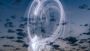Preview wallpaper light, movement, heart, long exposure, night, dark