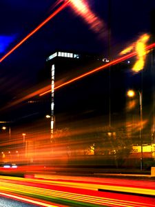 Preview wallpaper light, movement, long exposure, street, night