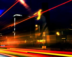 Preview wallpaper light, movement, long exposure, street, night