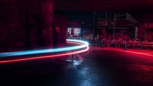 Preview wallpaper light, movement, long exposure, turn, night