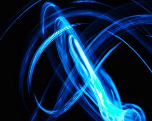 Preview wallpaper light, neon, lines, glow, blue, long exposure