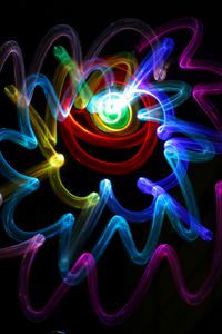 Preview wallpaper light painting, long exposure, wavy, glow, colorful