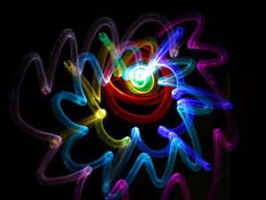 Preview wallpaper light painting, long exposure, wavy, glow, colorful