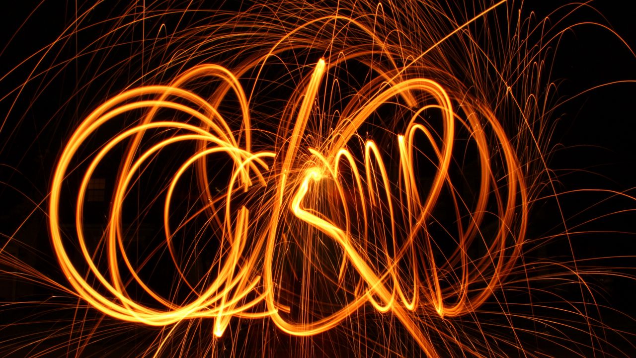 Wallpaper light, sparks, freezelight, long exposure, abstraction