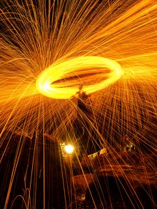 Preview wallpaper light, sparks, freezelight, night, long exposure