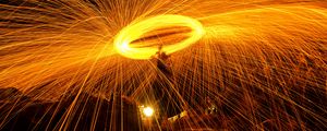 Preview wallpaper light, sparks, freezelight, night, long exposure