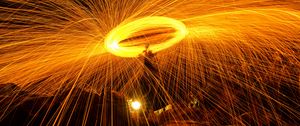 Preview wallpaper light, sparks, freezelight, night, long exposure