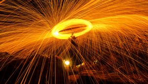 Preview wallpaper light, sparks, freezelight, night, long exposure