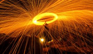 Preview wallpaper light, sparks, freezelight, night, long exposure