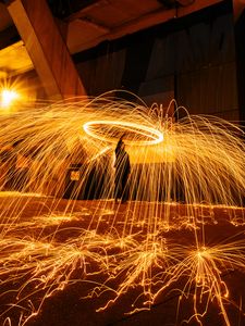 Preview wallpaper light, sparks, rotation, freezelight, long exposure