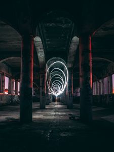 Preview wallpaper light, spiral, building, abandoned