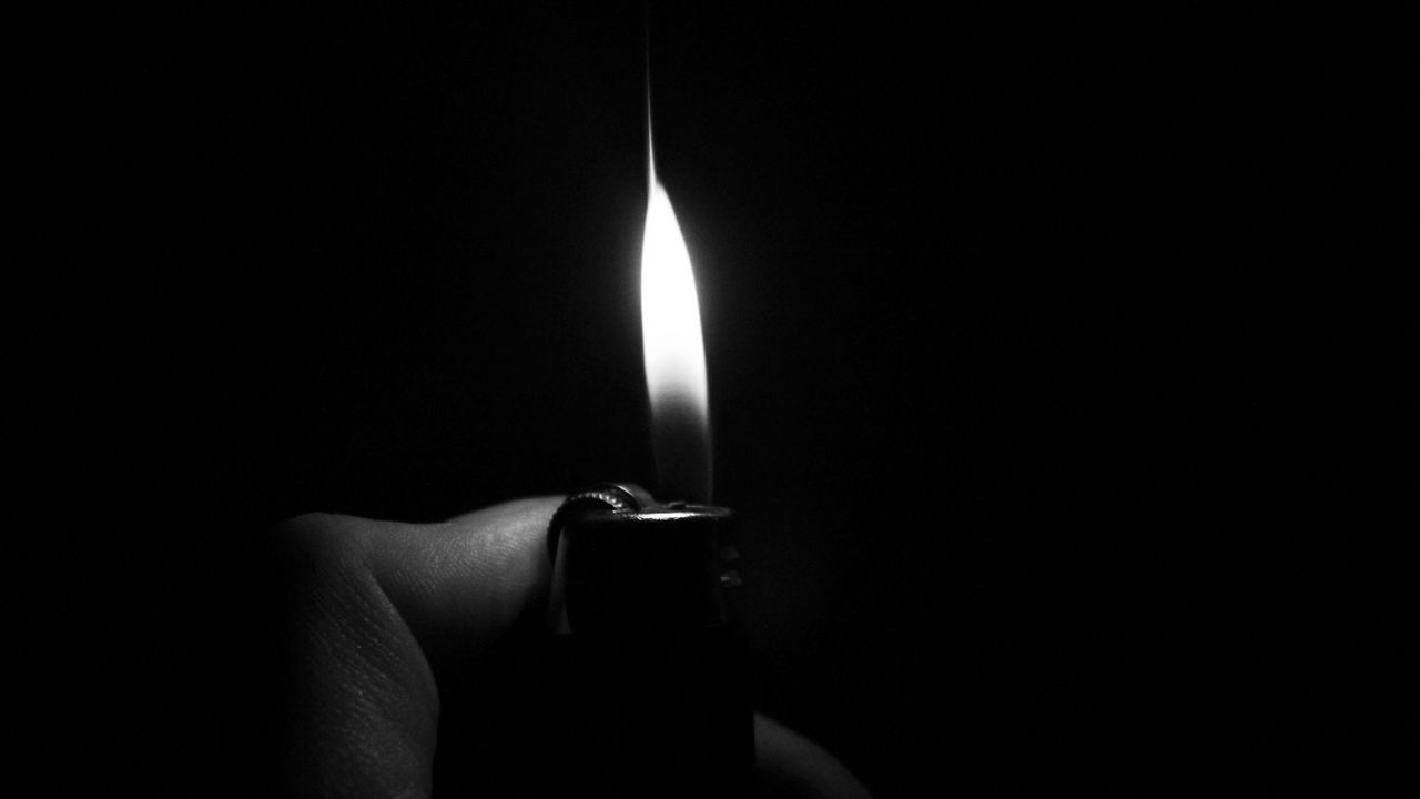 Wallpaper lighter, fire, flame, hand, darkness
