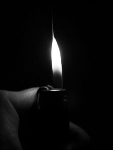 Preview wallpaper lighter, fire, flame, hand, darkness