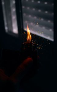 Preview wallpaper lighter, flame, sparks, dark