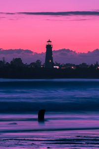 Preview wallpaper lighthouse, bay, sunset, sky