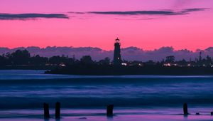Preview wallpaper lighthouse, bay, sunset, sky