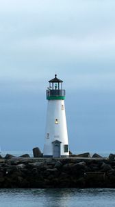 Preview wallpaper lighthouse, beach, sky, country, grass, river