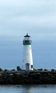 Preview wallpaper lighthouse, beach, sky, country, grass, river