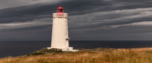 Preview wallpaper lighthouse, birch bark, sea, grass