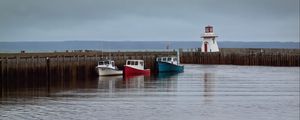 Preview wallpaper lighthouse, boats, sea, pier