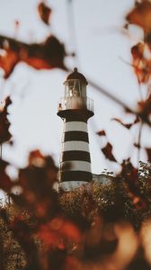 Preview wallpaper lighthouse, building, architecture, bushes, leaves