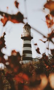 Preview wallpaper lighthouse, building, architecture, bushes, leaves