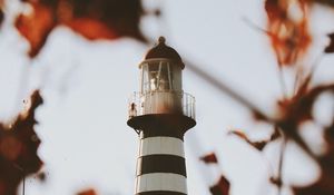 Preview wallpaper lighthouse, building, architecture, bushes, leaves
